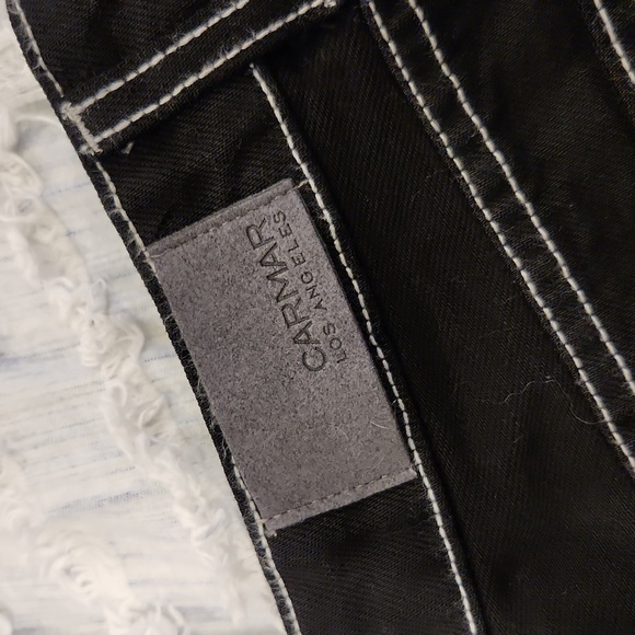 Black with white stitching Carmar distressed jean skirt size 28! New with tags! - Picture 6 of 12